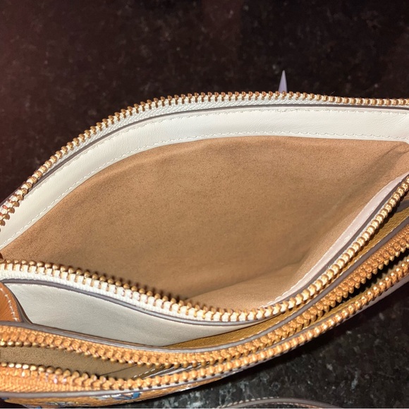 New Tory Burch Perry Bombé Printed Double-Zip Mini Bag, Floral Crossbody Purse - Picture 8 of 16